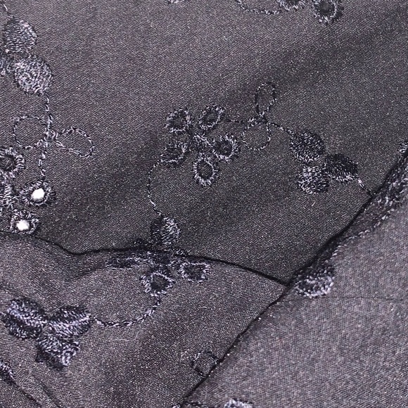 INC Stretch Black Embroidered Button Up Black Top - Picture 6 of 9